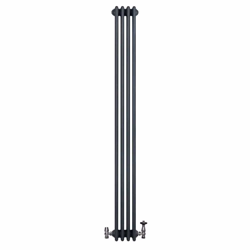 Monstershop Traditional 4 Column Steel Radiator and Valves, Anthracite Grey, H 180 cm x W 20 cm – 2