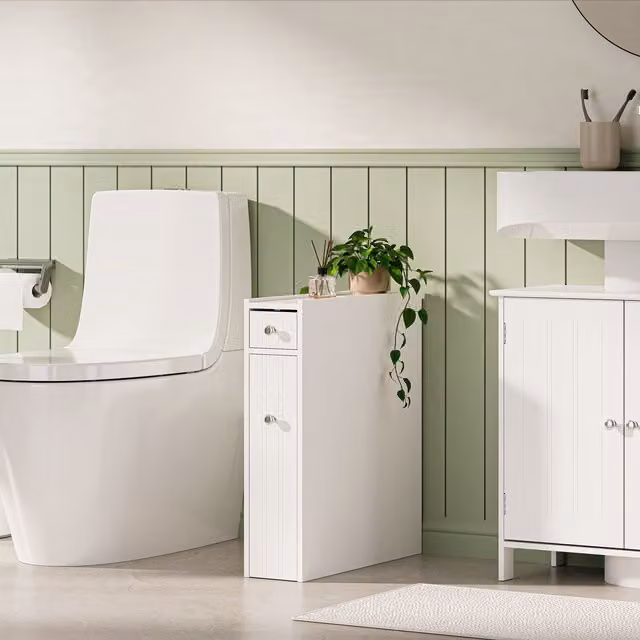 VonHaus Holbrook Slimline Bathroom Storage Unit in White
