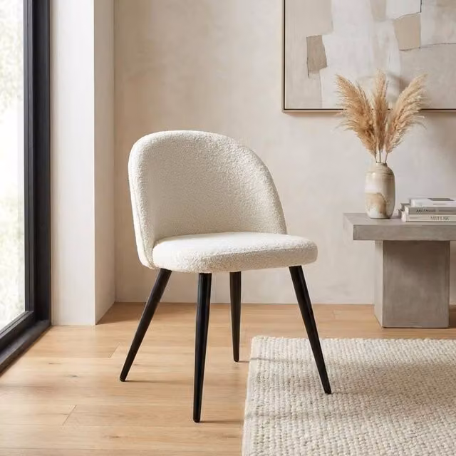 Garden Greatness Ingrid Natural Boucle Fabric Chair in Off-White