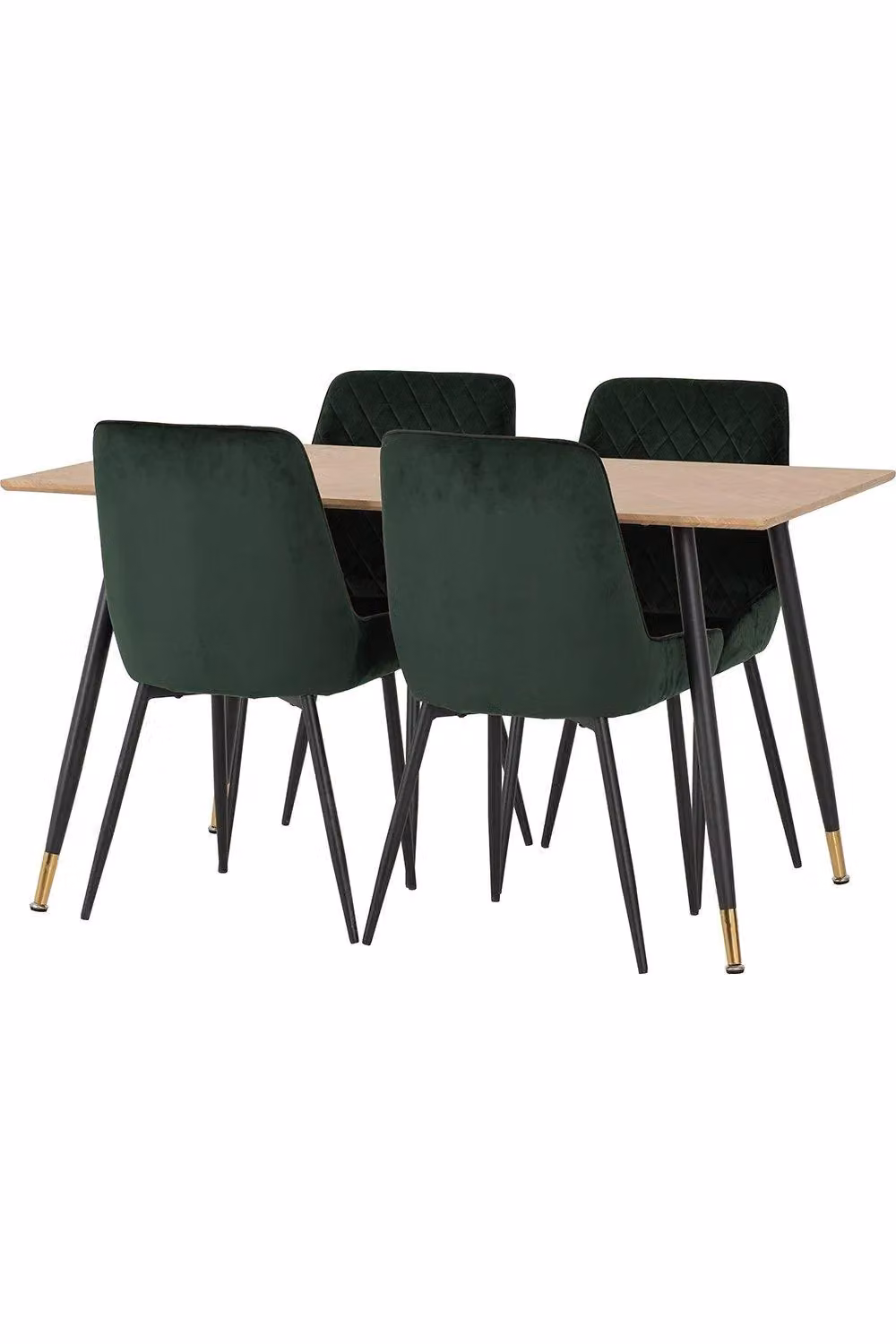 Seconique Hamilton Rectangular Wood Dining Set with 4 Green Chairs, Width: 140 cm – 2