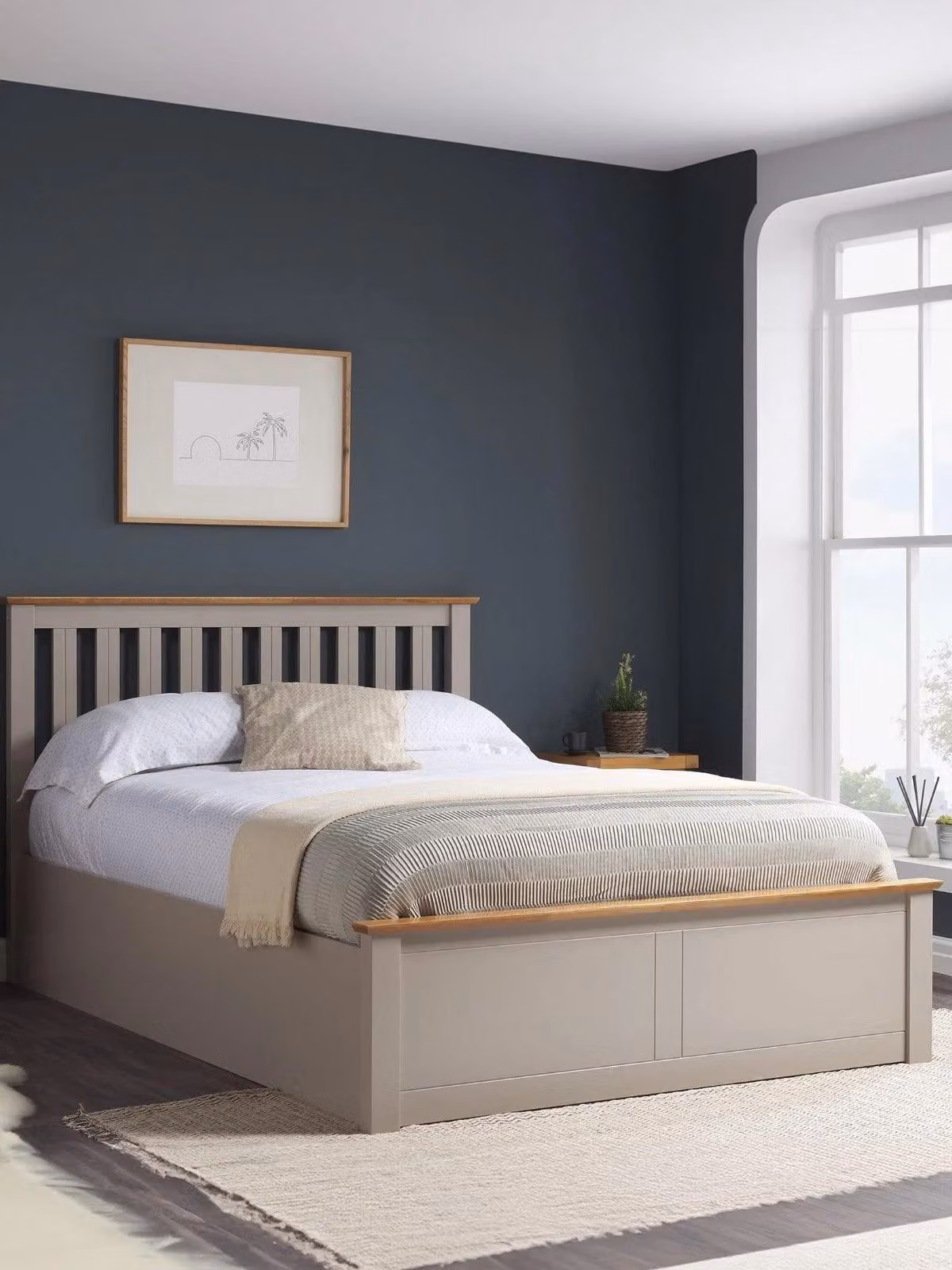 Birlea Phoenix Grey Ottoman Double Storage Bed with Sprung Slats W/D/H: 140 x 200 cm