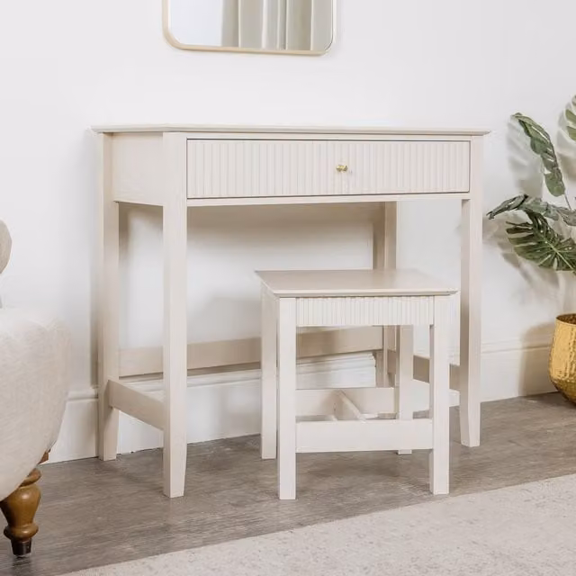 Melody Maison Hales Taupe Dressing Table and Stool Set