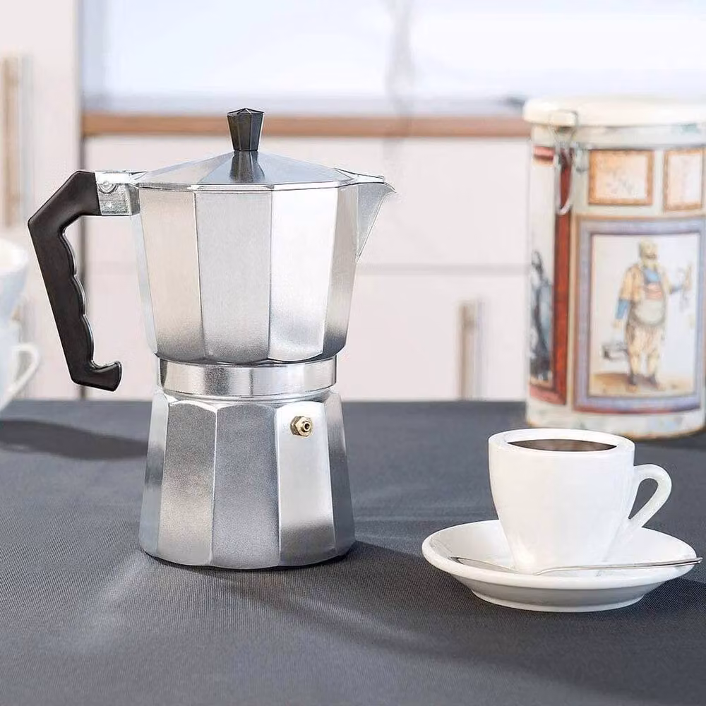 FLAVORA Silver Stove Top Moka Coffee Pot, 300ml (6 Cup) – 2