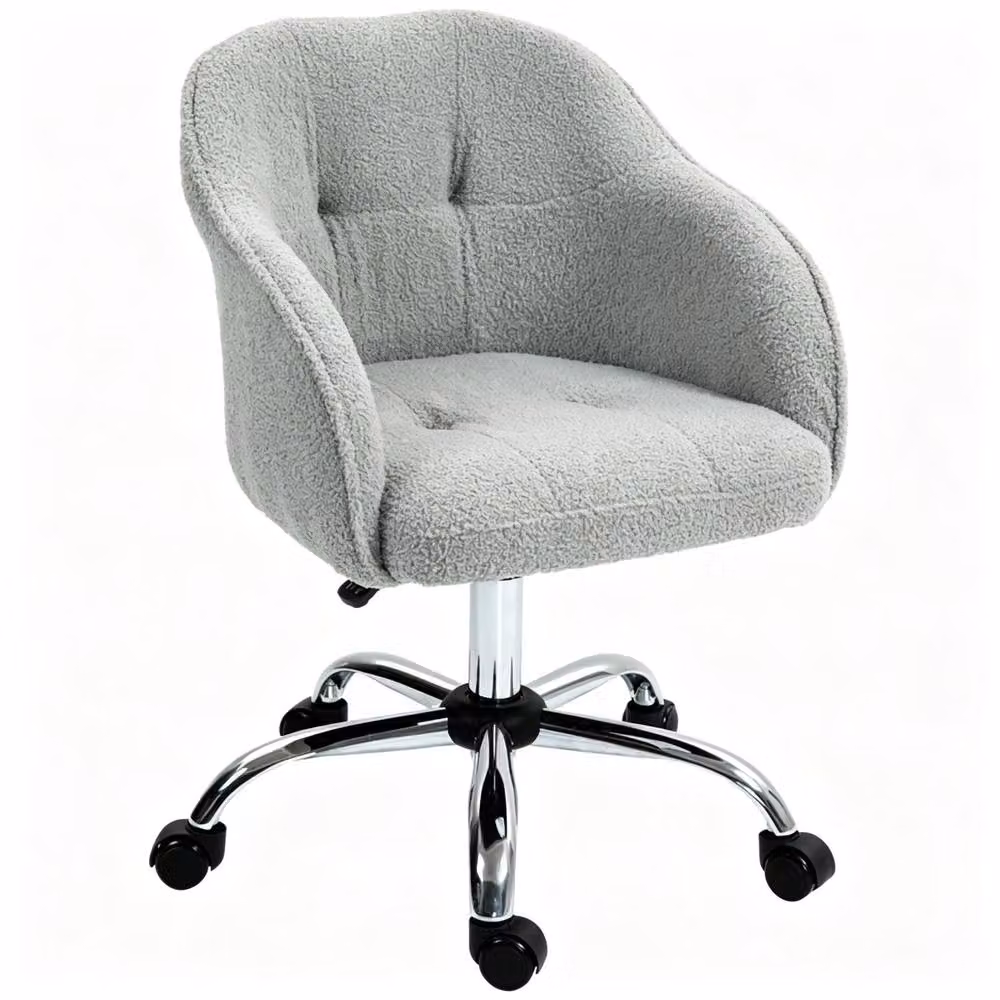 STILVORA Grey Bouclé Fabric Swivel Task Chair for Home Office, W/D/H: 61 x 56 x 86 cm – 2