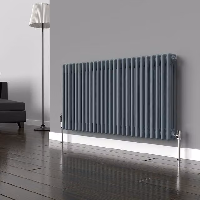 Lux Heat Horizontal Column Radiator in Pebble Grey, H 119 cm x W 60 cm