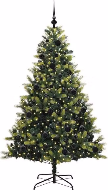 Berkfield Home Realistic Artificial Hinged Christmas Tree with 300 LEDs, Green, Height: 180 cm – 1