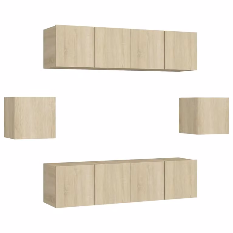 Berkfield Home 6 Piece Sonoma Oak TV Cabinet Set in Brown and Beige