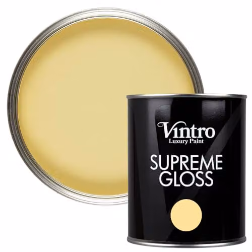 Vintro Gloss Furniture Paint for Interior and Exterior Use, Light Yellow Xanthe, 1 Litre