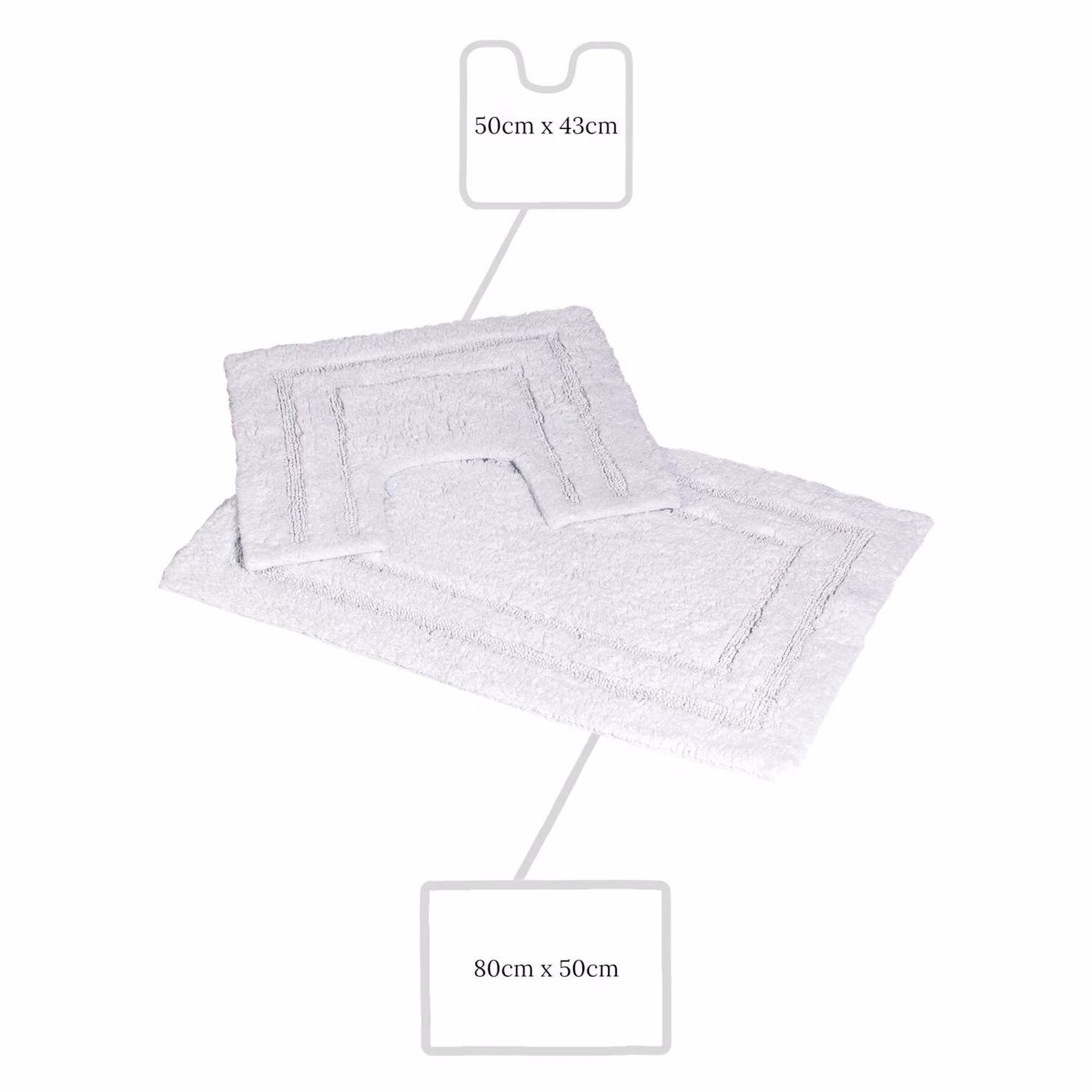 Showerdrape Pinnacle 2 Piece Cotton Bath Mat Set in White – 3