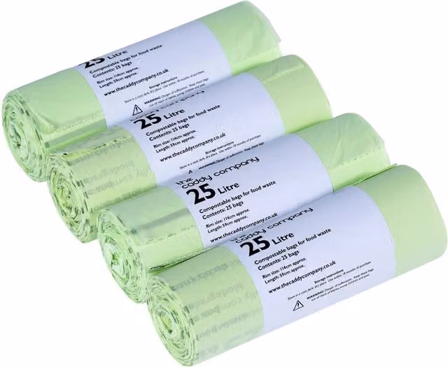 Caddy Company Compostable Food Waste Bin Bags, Green, 25 l