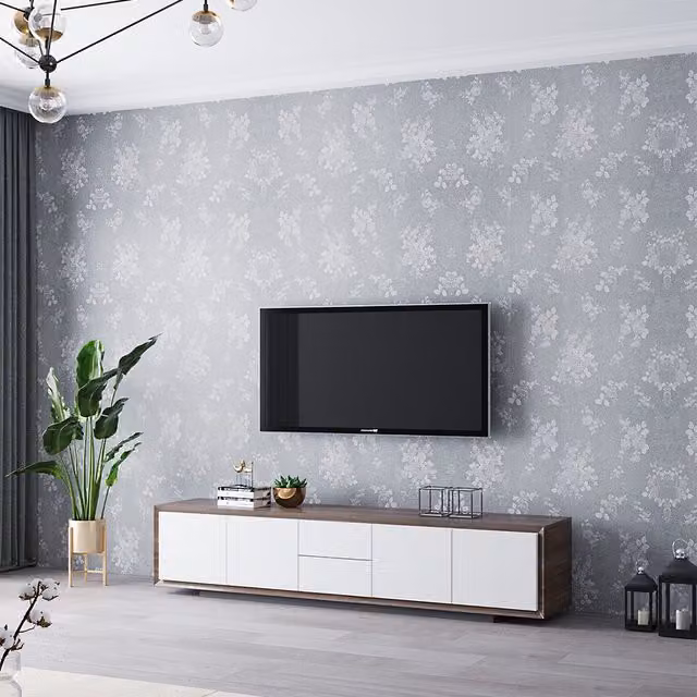 Garden Sanctuary Silver Floral Botanical Self-Adhesive Vinyl Wallpaper Roll