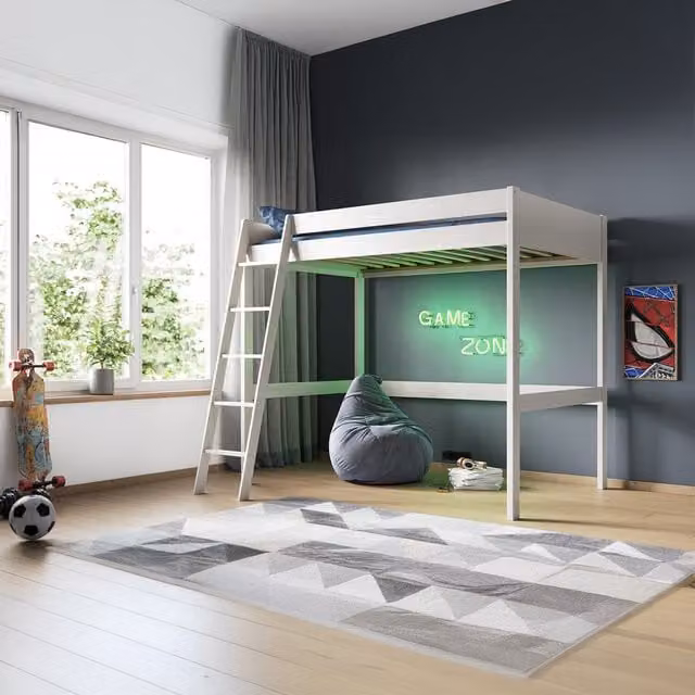 Noomi Tera Solid Wood Small Double High Sleeper Bed in White, W/D/H: 120 x 200 x 148 cm – 1