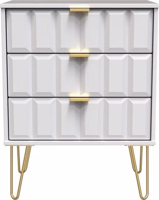 2 U Metro 3 Drawer Chest in White and Gold, Ready Assembled