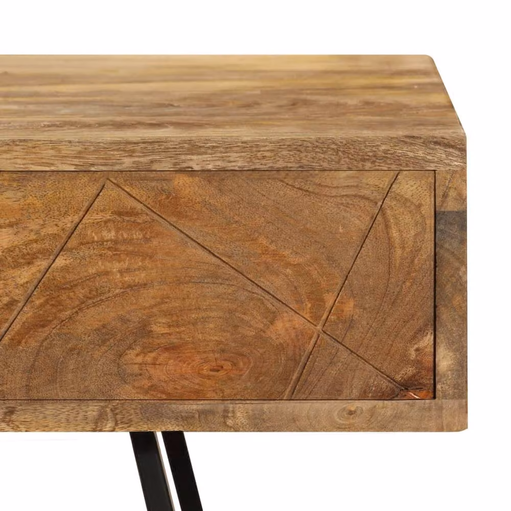 Berkfield Home Solid Mango Wood Writing Desk with Drawers, Brown, W/D/H: 110 x 50 x 76 cm – 5