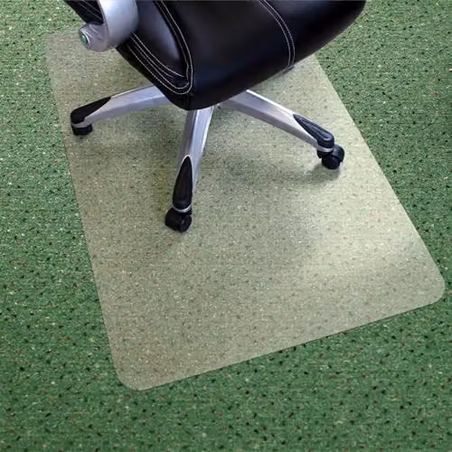 Floortex Valuemat Basic Transparent Vinyl Rectangular Multi-Purpose Floor Protection Mat for Low Pile Carpets, W: 120 cm, D: 90 cm – 1
