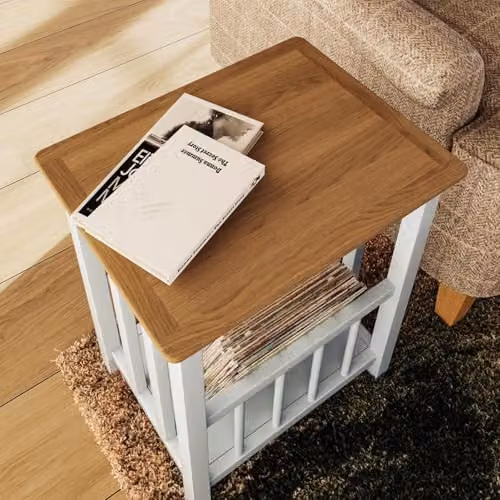 FWStyle White Oak Side Table with Magazine Rack, W: 55 cm, D: 45 cm, H: 35 cm – 3