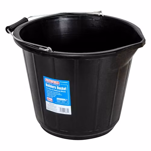 Faithfull Black Plastic Builders Bucket, 14 Litre – 1