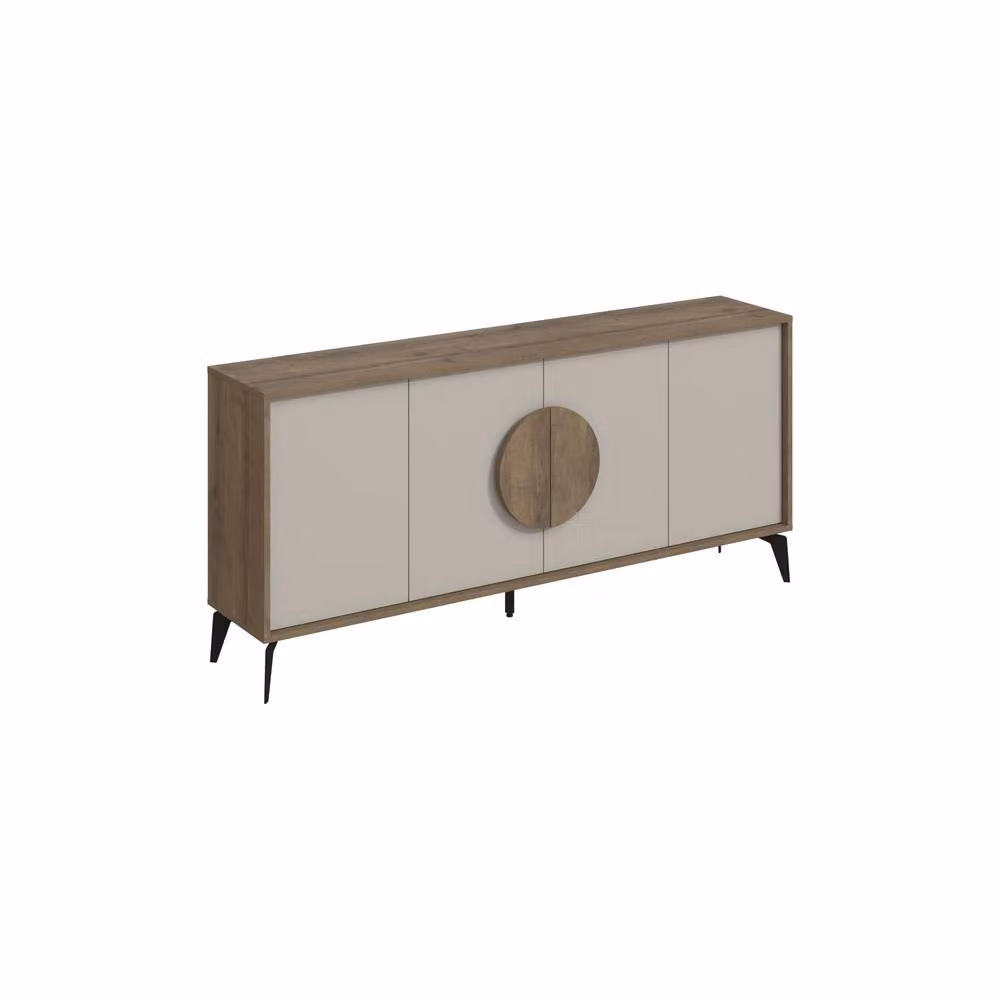 Decortie Gora 4 Door Modern Sideboard Storage Cabinet in Sand Beige with Metal Legs – 2
