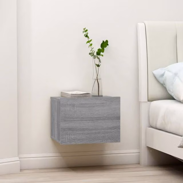 Berkfield Home Set of 2 Grey Sonoma Bedside Cabinets in Engineered Wood W/D/H: 40 x 30 x 30 cm