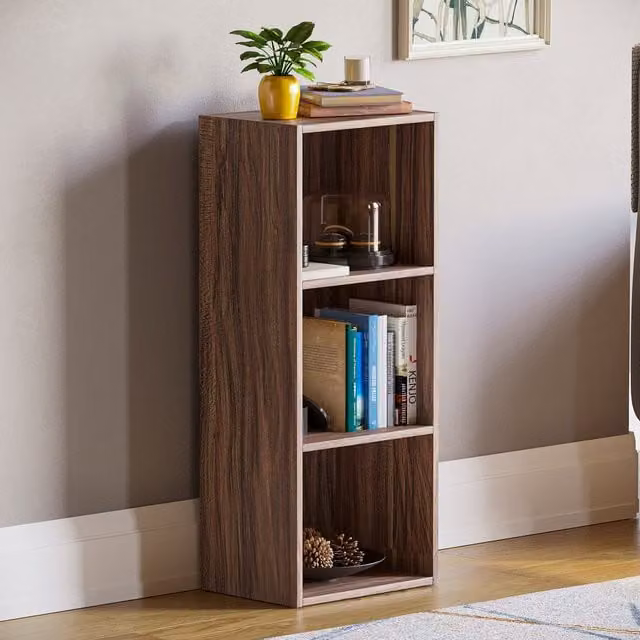 Vida Designs Oxford Cube 3 Tier Bookcase in Walnut Brown