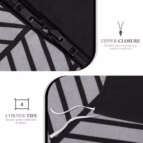 Pamposh Super King Reversible Brushed Microfibre Duvet Cover and Pillowcase Set in Black – 7