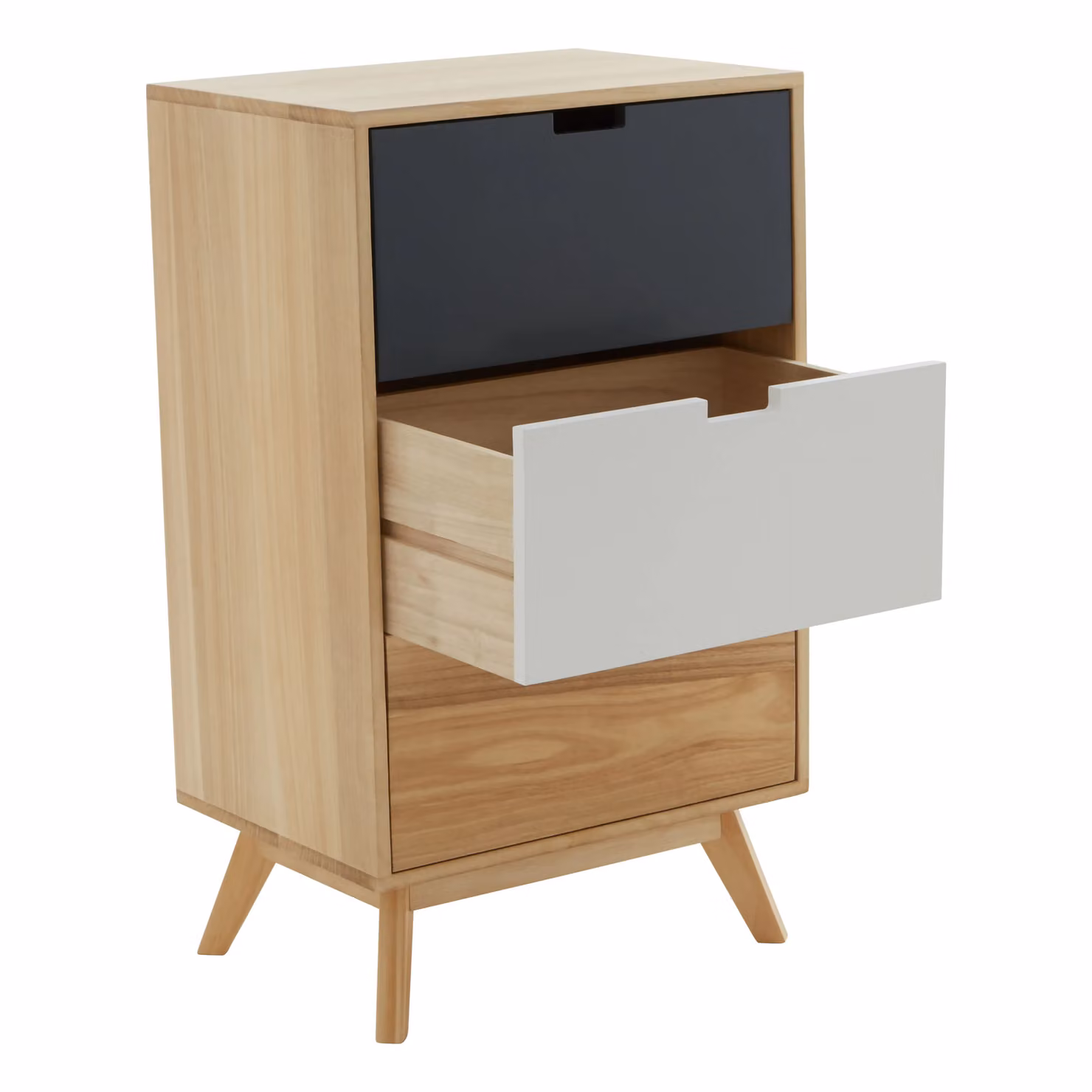 Orsina 3 Drawer Industrial Style Bedside Table in Grey – 2