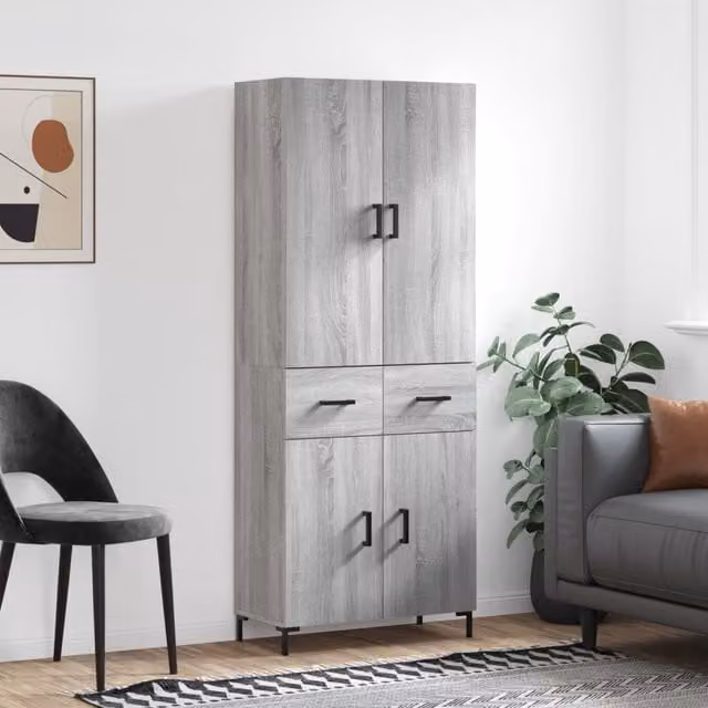 Berkfield Home Sonoma Highboard in Grey, H 180 x W 69.5 x D 34 cm
