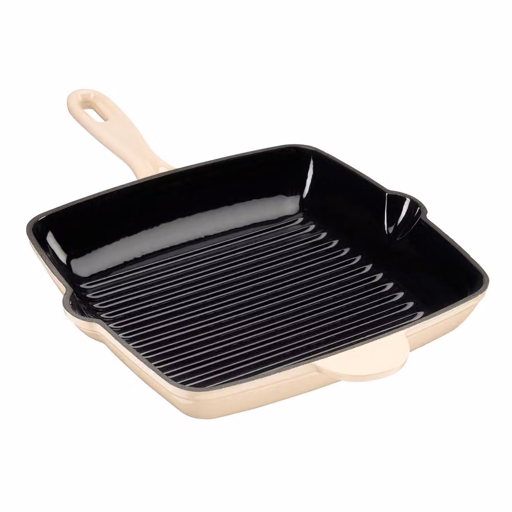 Cooks Professional 26cm Square Cast Iron Enamel Grill Pan in White – 2