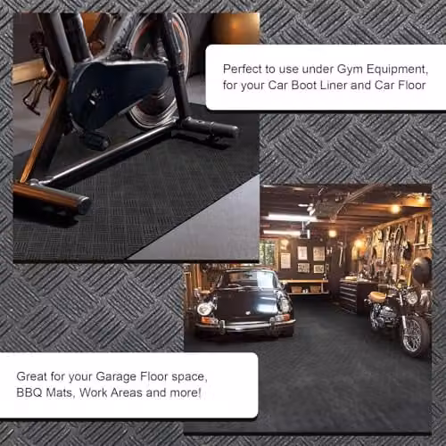 Oseasons Heavy Duty Non-Slip Industrial Floor Mat with Diamond Plate Design, Grey or Black, W: 120 cm, D: 60 cm, H: 2.1 cm – 4