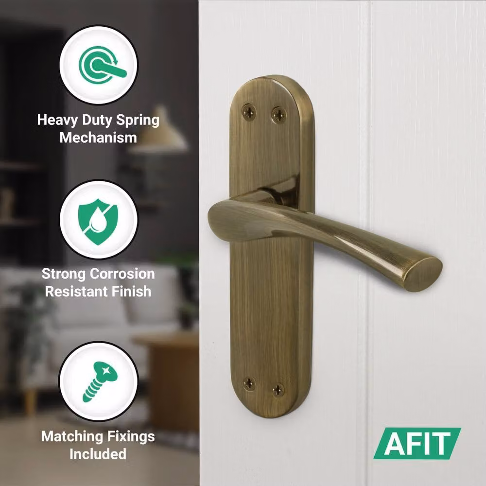 AFIT Antique Brass Twist Door Handle and Latch Set with Backplate in Bronze, 4 Pairs, W/D/H: 15 x 15 cm – 3