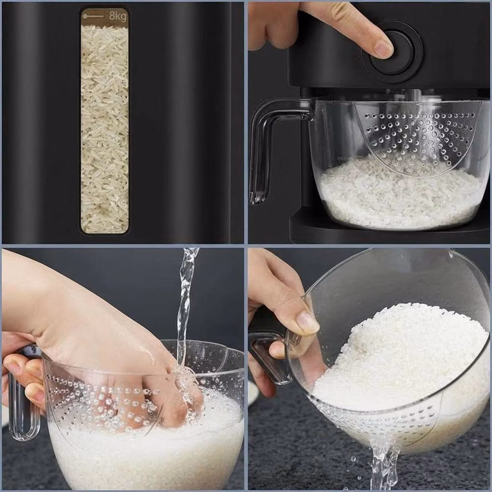 Kelvenix 10kg Large Kitchen Rice and Cereal Dispenser Container in Black – 4
