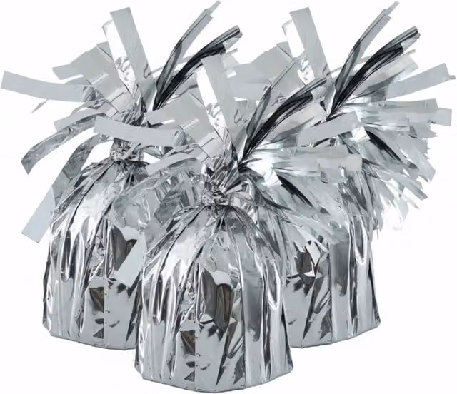 Kingsbury Gifts Pack of 4 Round Silver Tabletop Balloon Weights for Parties, Weddings and Birthdays