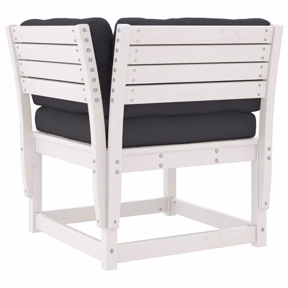 Berkfield Home Rustic White Pine Garden Corner Sofa with Cushions W/D/H: 73 x 73 x 78 cm – 4