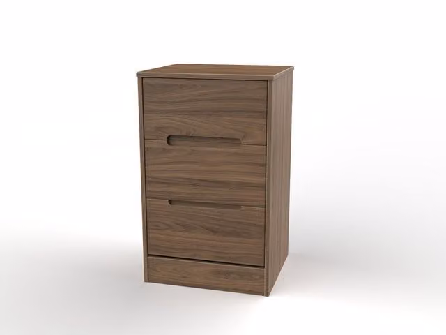 2 U Bristol 3 Drawer Bedside Cabinet in Walnut, Ready Assembled