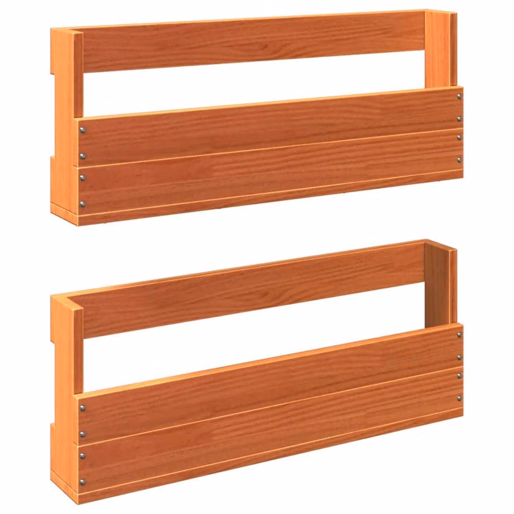 Berkfield Home Beautiful Wall-mounted Pine Shoe Racks, 2 Pack, Wax Brown, W: 59 cm, D: 23.5 cm, H: 8.5 cm – 3