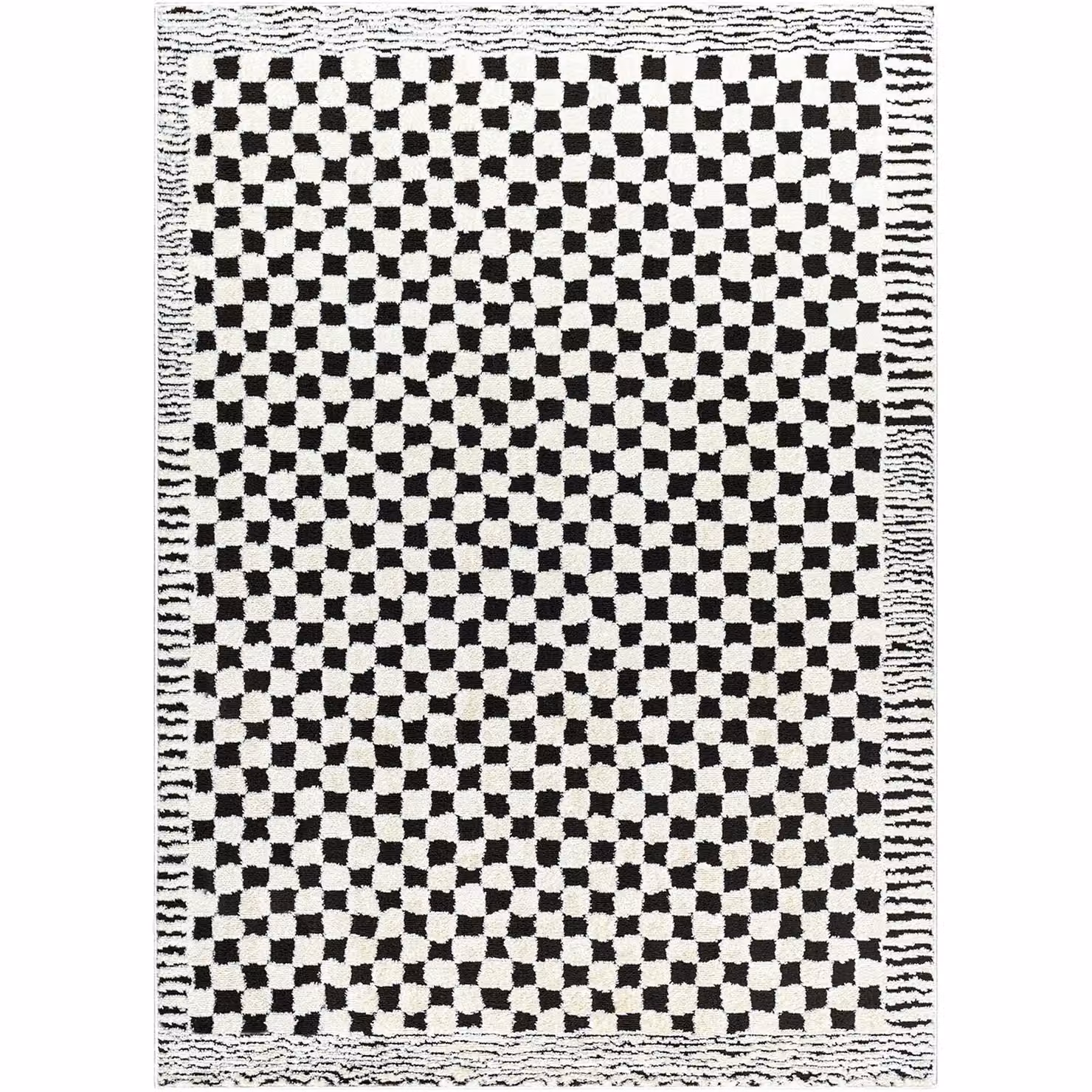 Livabliss Freud Modern High Pile Checkerboard Living and Dining Room Rug in Black and Brown, W: 200 cm, D: 275 cm – 2