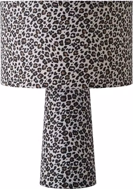Bertie Leopard Print Fabric Table Lamp in Brown and Multicolour