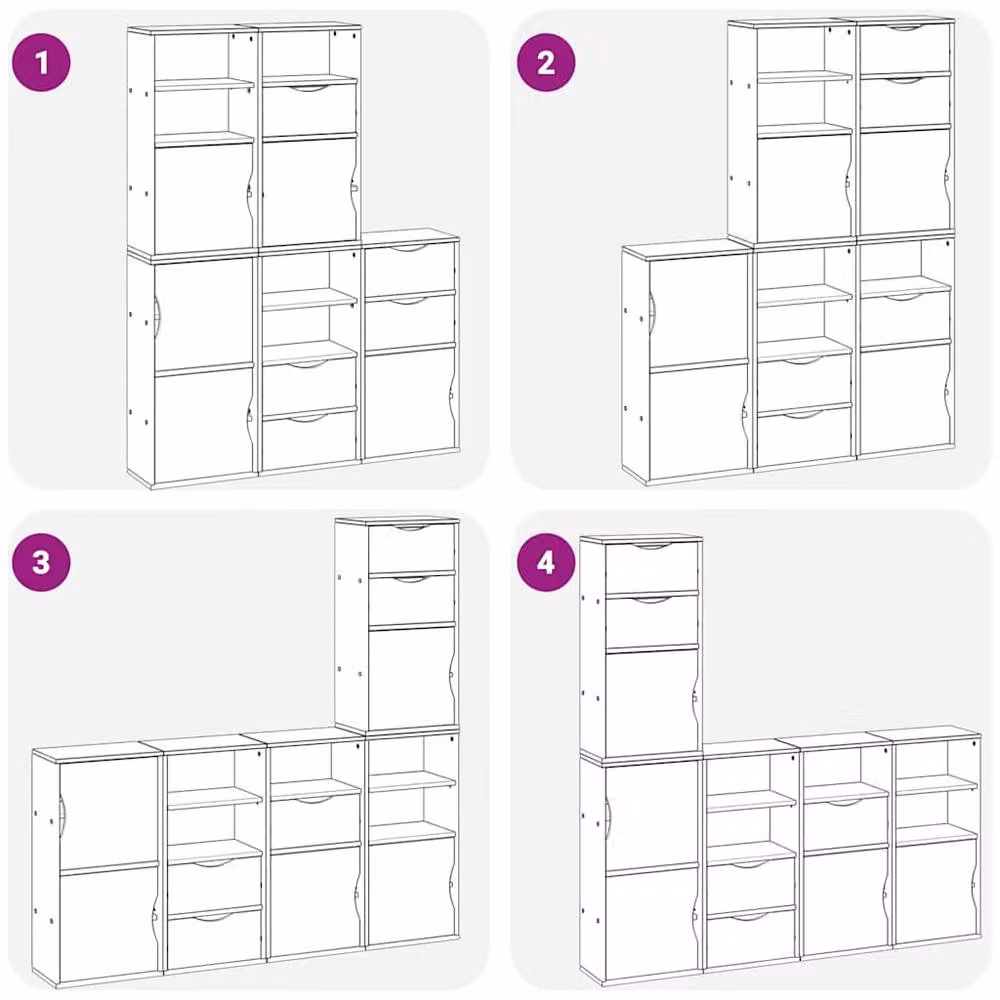 Berkfield Home ODDA Side Cabinets, 5 Piece Set, Brown Solid Wood Pine, W: 40 cm, D: 24 cm, H: 79 cm – 5