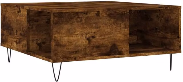 Berkfield Home Modern Square Coffee Table in Smoked Oak Brown, W/D/H: 80 x 80 x 36.5 cm