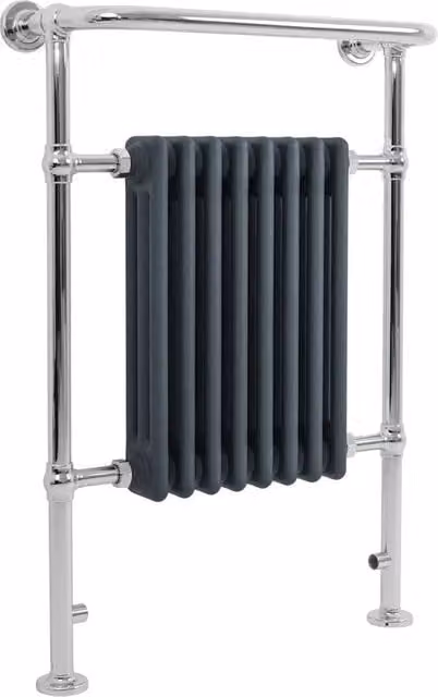 Monstershop Traditional Steel Heated Towel Rail Radiator in Anthracite Grey, W/H: 95 x 66 cm