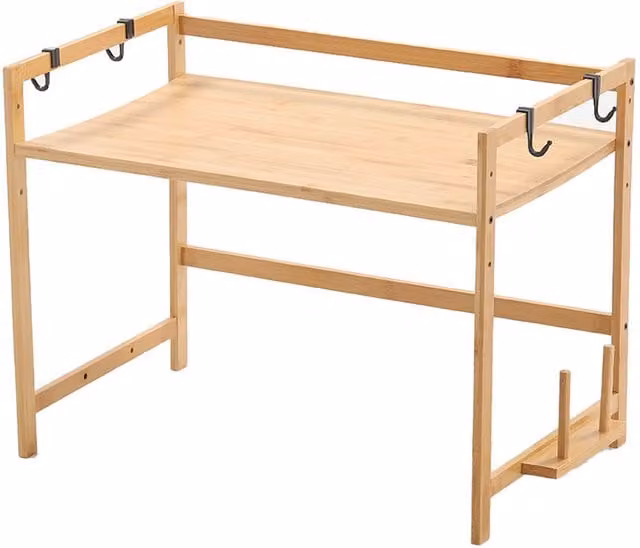 Kidkid Bamboo Kitchen Countertop Storage Rack with Shelf in Brown