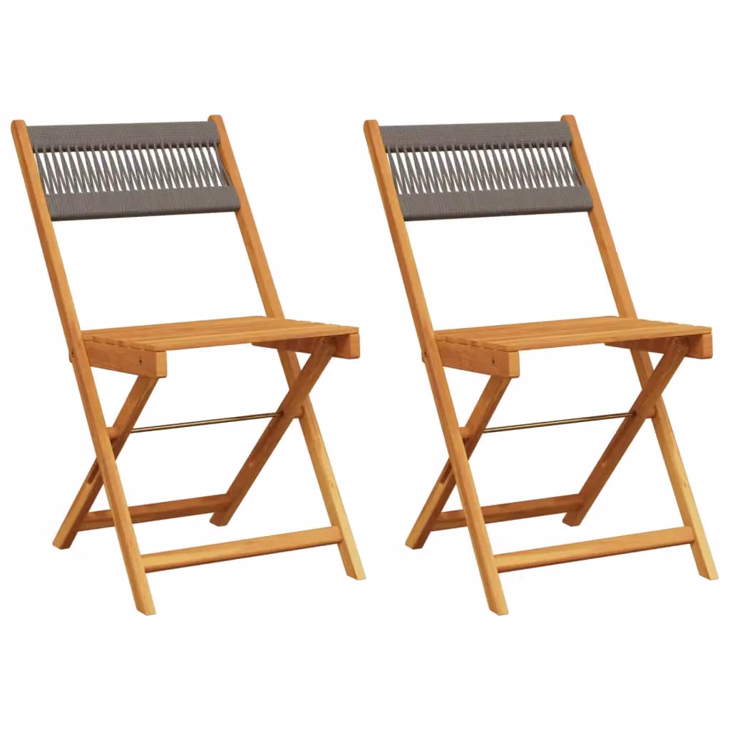 Berkfield Home Bistro Chairs Set of 2 in Grey Acacia Wood and Rope – 2