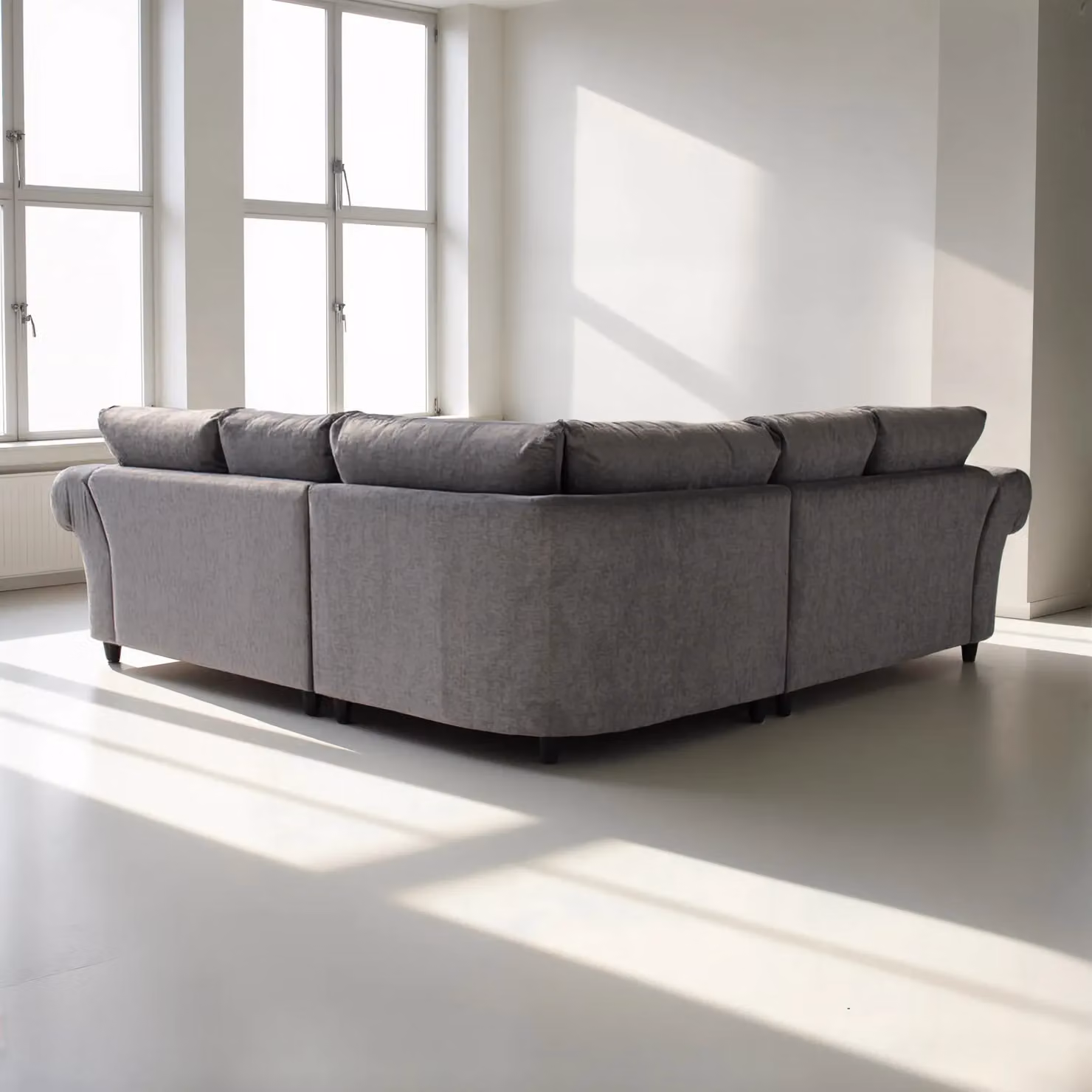 Abakus Direct Windsor Left-Facing L-Shape Corner Sofa in Grey Linen Fabric – 2