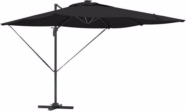 Berkfield Home Roma Cantilever Parasol with LEDs in Black, W: 286 cm, D: 285 cm, H: 270 cm