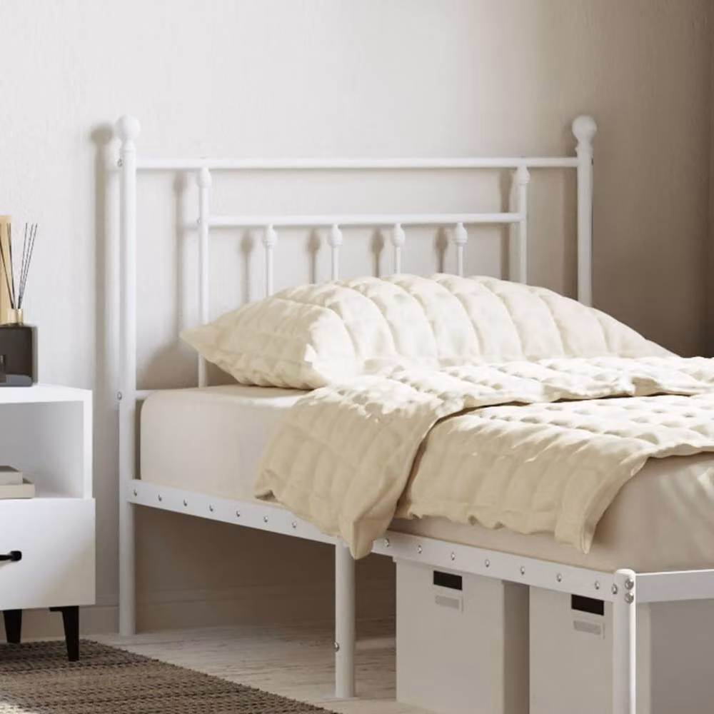 Berkfield Home Classic Metal Headboard in White, 90 cm – 2