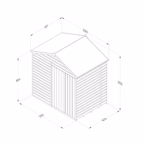 Forest Garden Rustic Wooden Apex Shed with Double Doors and Floor in Green and Brown, W: 213.36 cm, D: 152.4 cm, H: 230.05 cm – 3