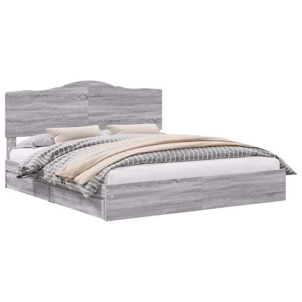 Berkfield Home Grey Sonoma Storage Bed with Drawers, W/D/H: 180 x 200 cm, Engineered Wood – 2
