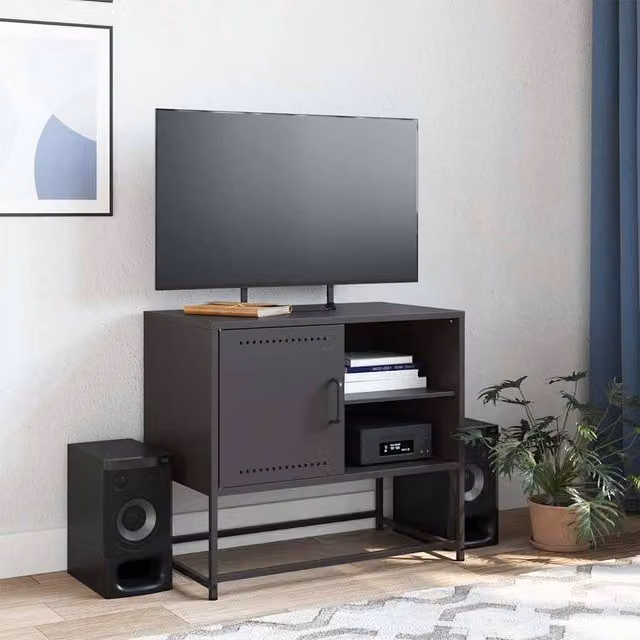 Berkfield Home Industrial TV Cabinet in Black Metal, W/D/H: 68 x 39 x 60.5 cm