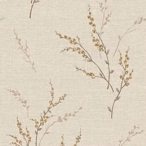 Belgravia Decor Carmella Cream Floral Botanical Vinyl Wallpaper in Beige