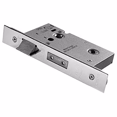 Loops Architectural Tubular Locking Bathroom Door Latch in Silver Stainless Steel, 64mm
